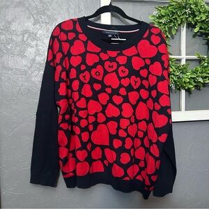 Tommy Hilfiger Heart red Pattern Sweater XL NWT